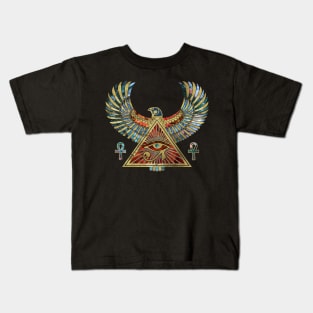 Eye of Horus - Wadjet  Gemstone and Gold Kids T-Shirt